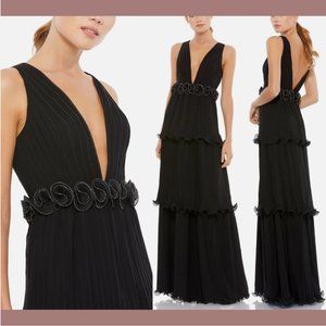 NWT‎ $398 IEENA Mac Duggal [ 16 ] Rosette Ruffle Layered Rosette Dress Gown Q630